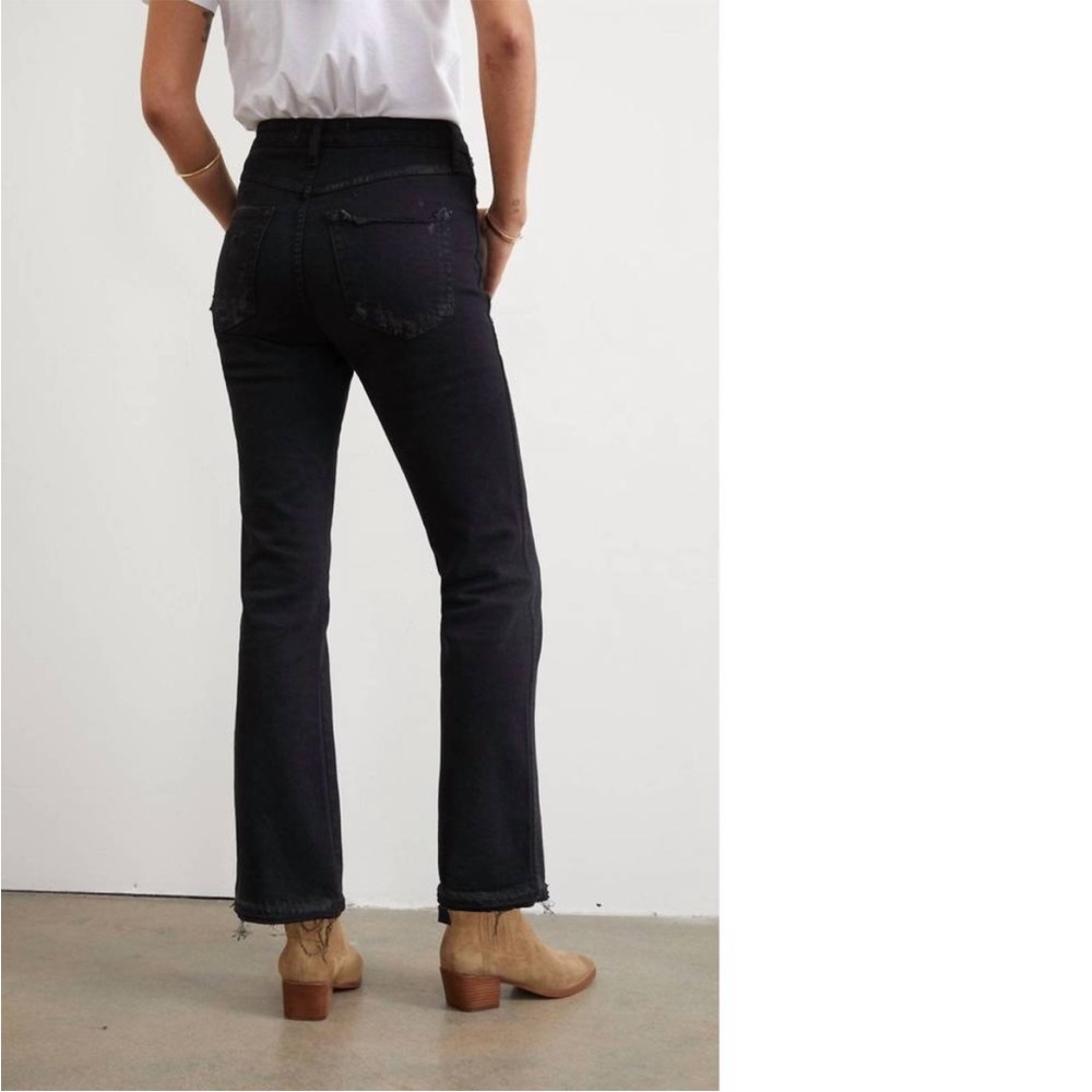 AMO bella denim pant jeans in black oak distressed raw undone hem size 26 - Picture 2 of 11